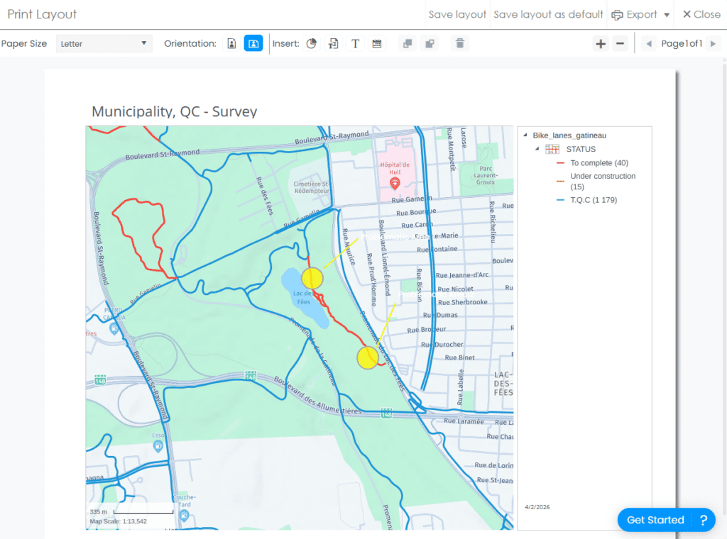 Screenshot showing image in CartoVista when exporting and print a map