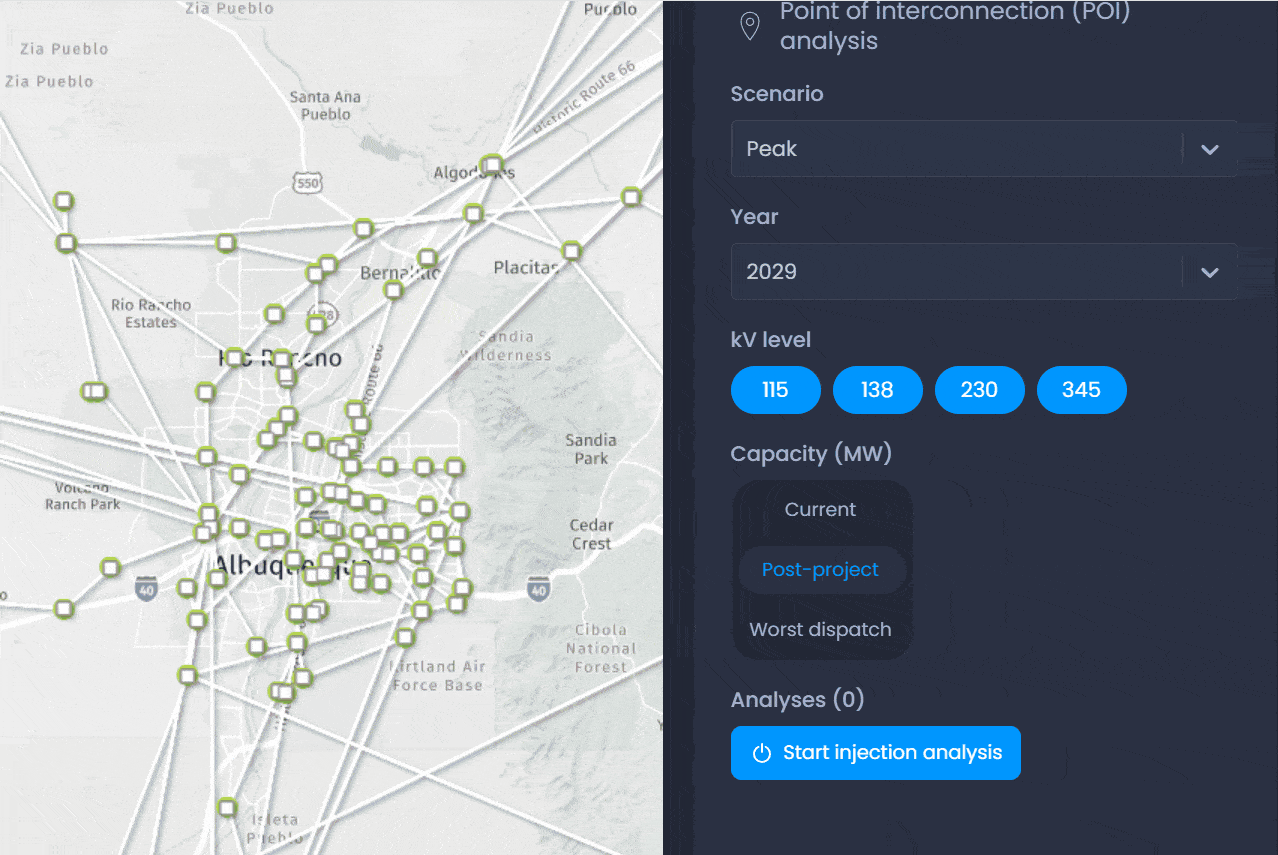 POI analysis module with heatmap and data table