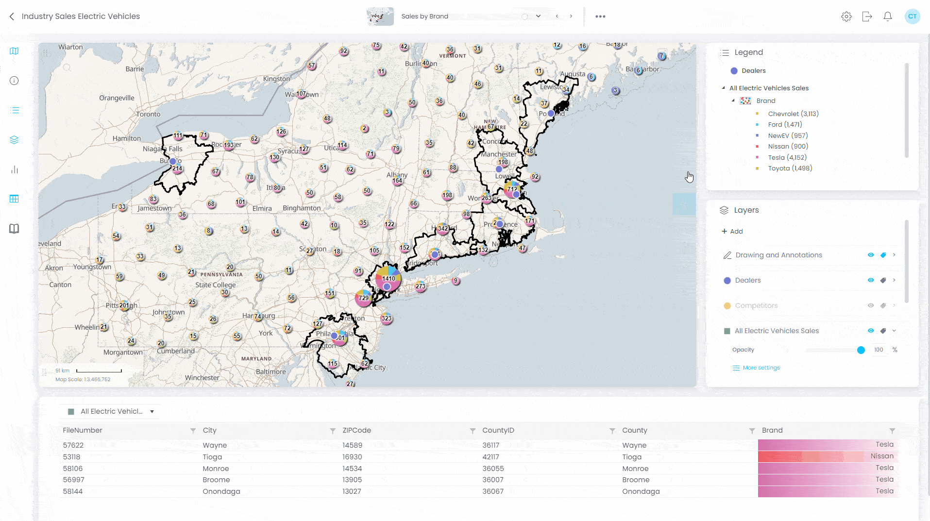 Market Analysis - interactive map demo in CartoVista