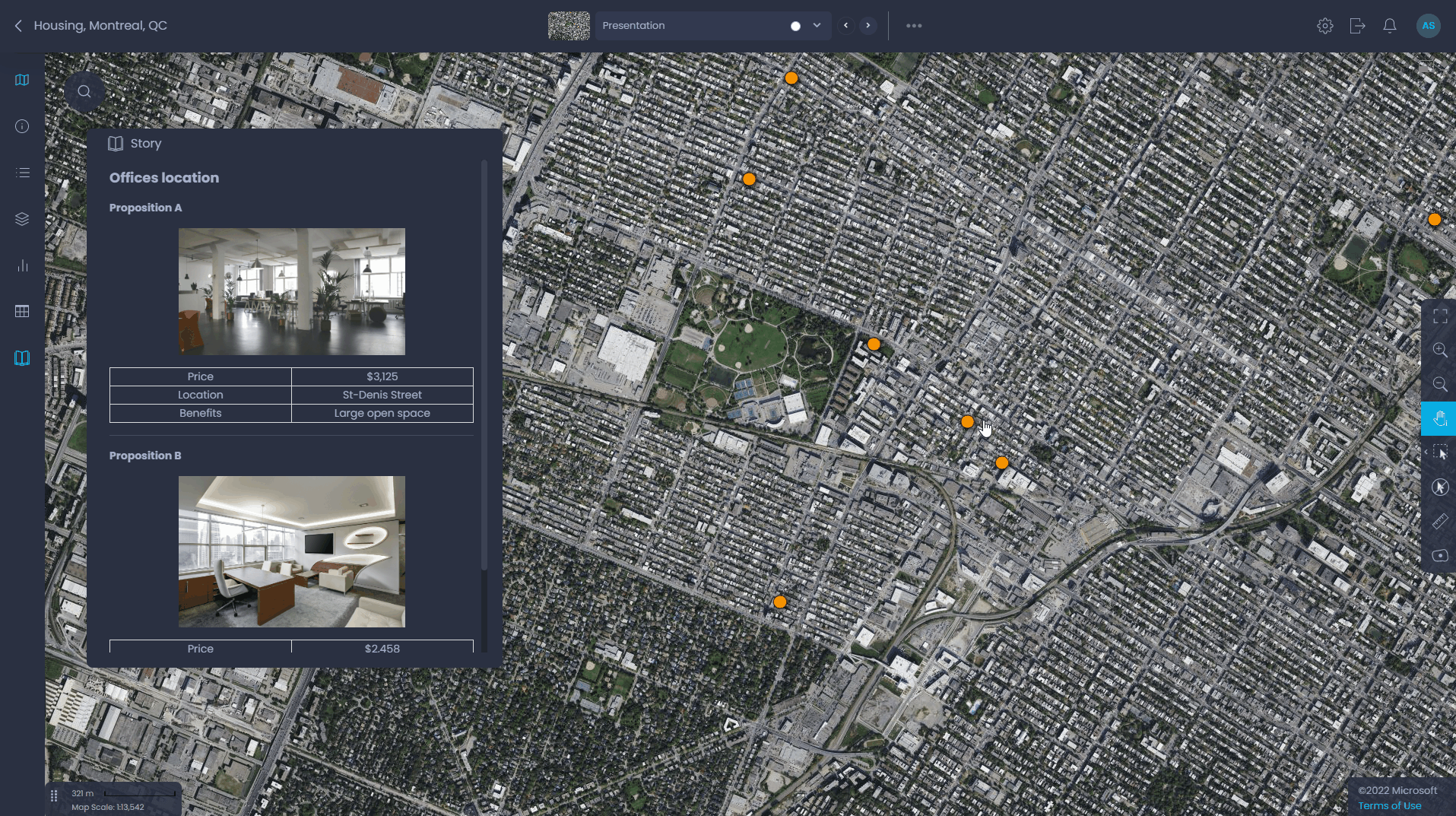 Présentations aux clients - interactive map demo in CartoVista