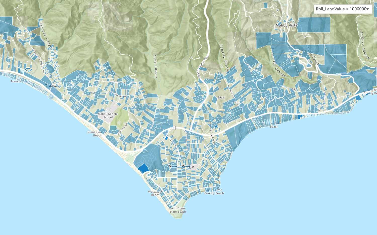 ArcGIS feature layer SQL query highlighting parcels on a map