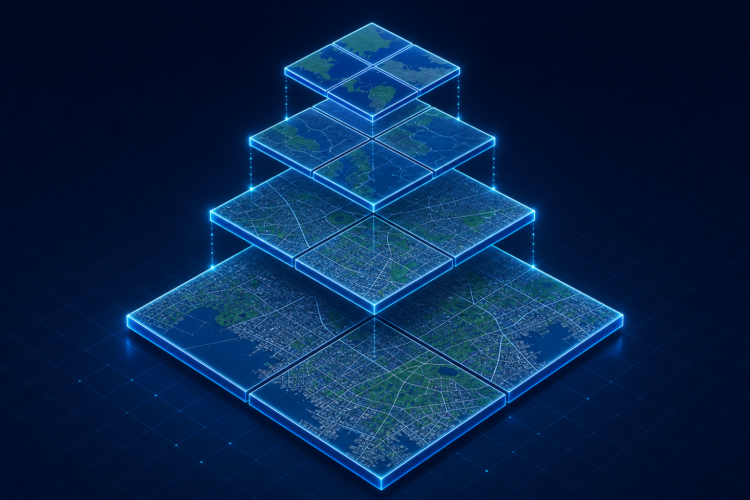 WMTS map tile pyramid with multiple zoom levels