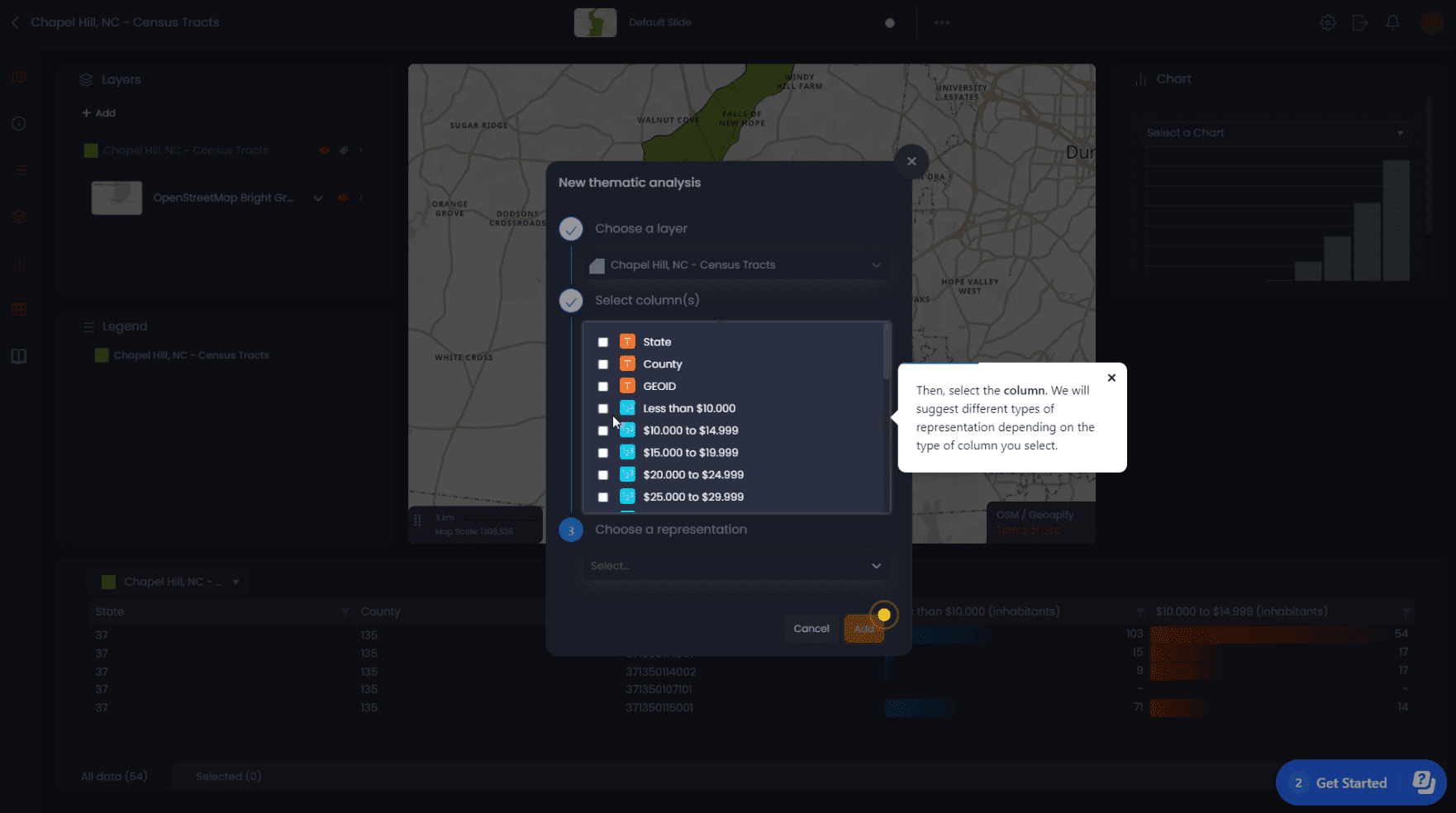 CartoVista easy onboarding interface