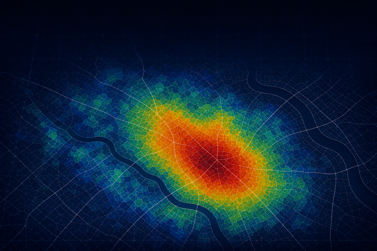 CartoVista interactive map with heatmap visualization