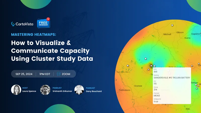 CartoVista heatmap interface with kV level selection and POI analysis