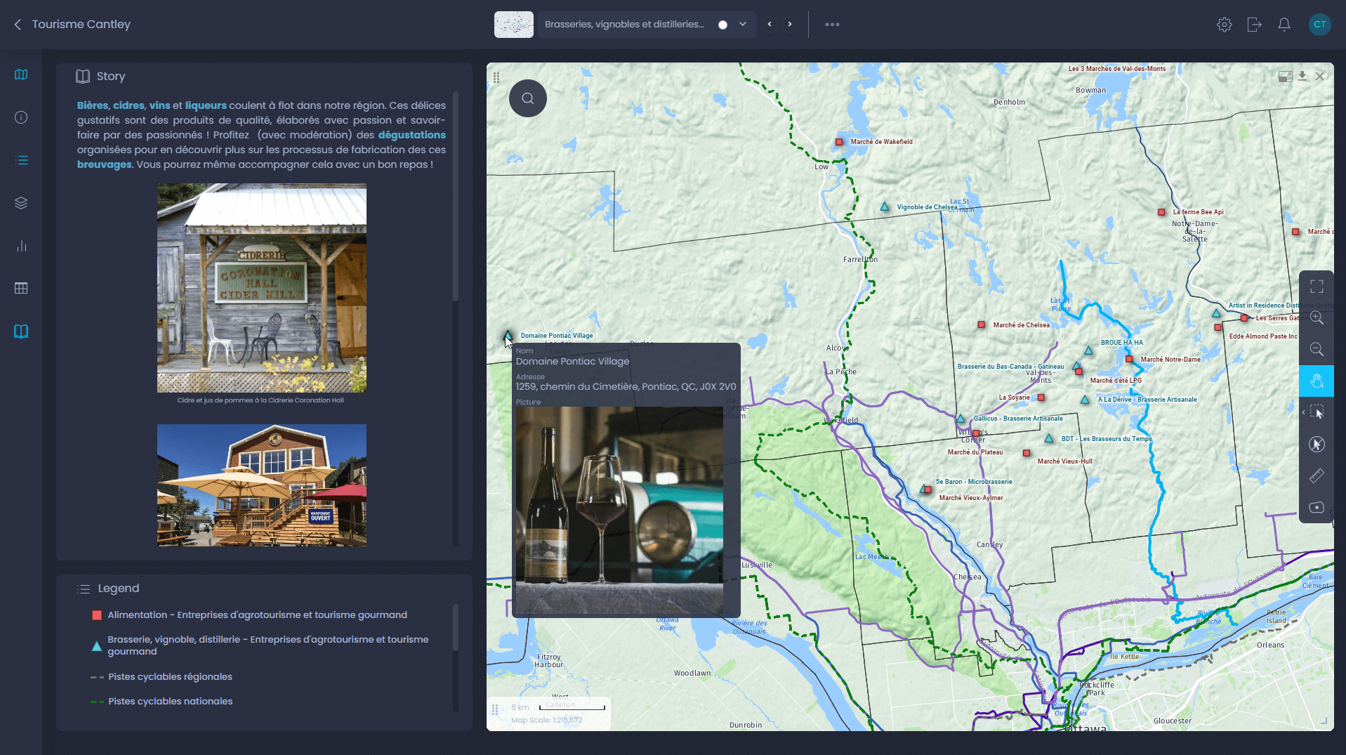 CartoVista geomarketing map for retail and restaurants